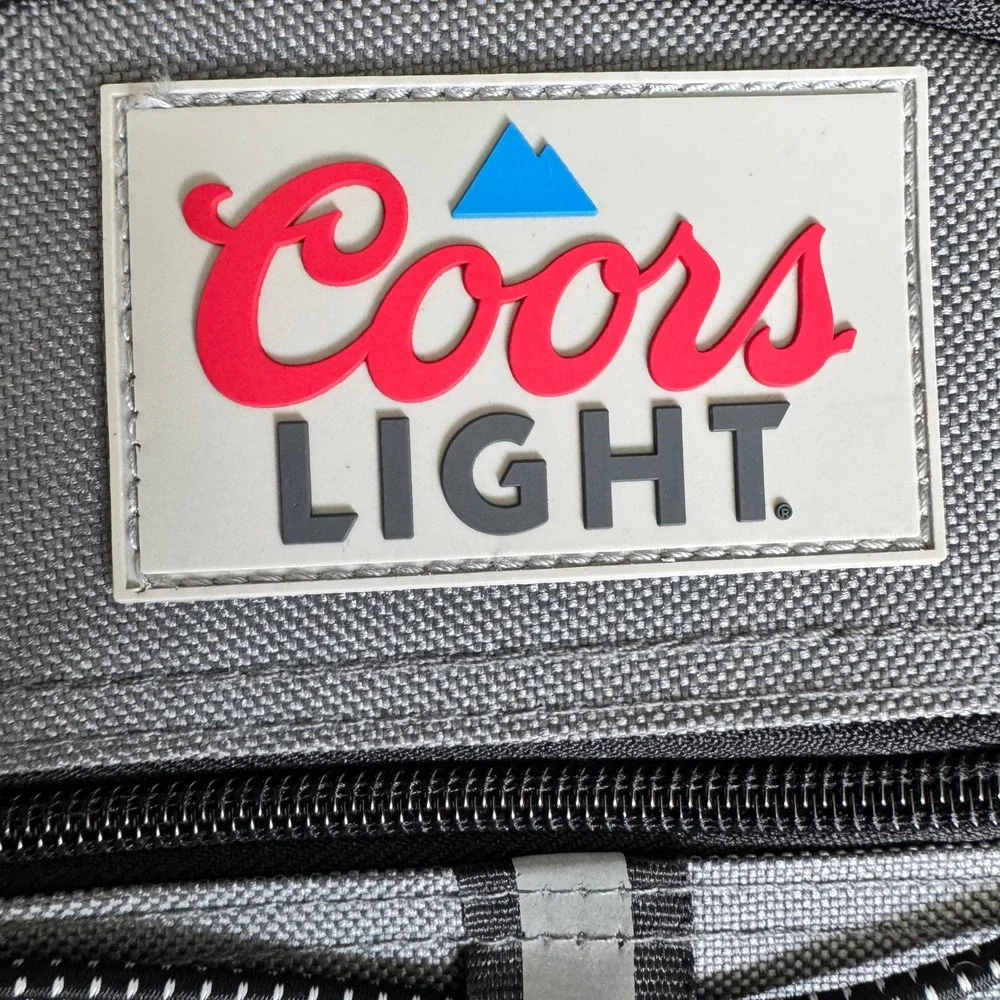 Coors Light 3 Zip Pocket Promo Backpack Grey Black‎ Bungee Cord Tailgate Bag